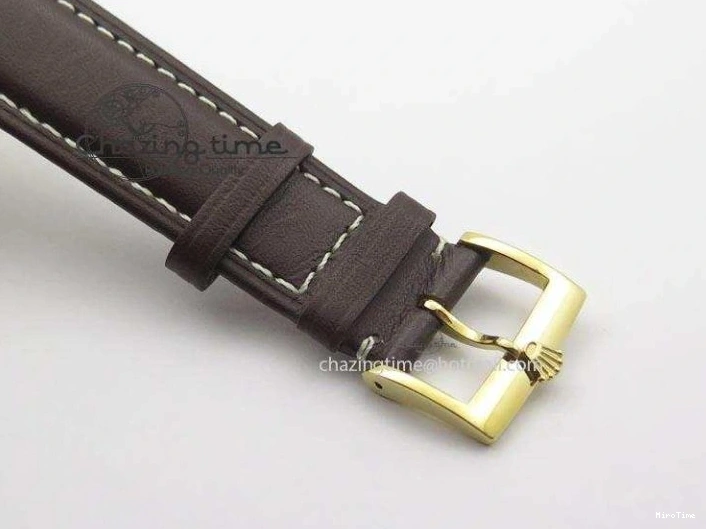 MiroTime 0505 Thermal Cellini Date YG Gold Sticks Dial On Brown Leather Strap A 3885